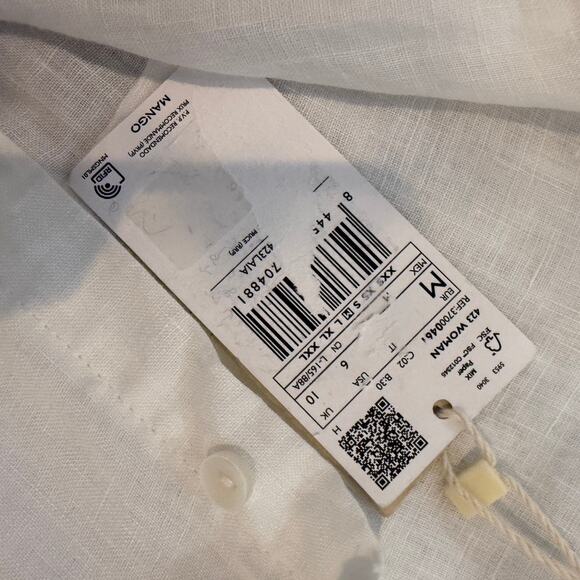 MNG medium Laia linen cap sleeve belted shirt midi dress D1 3066 - Picture 13 of 14